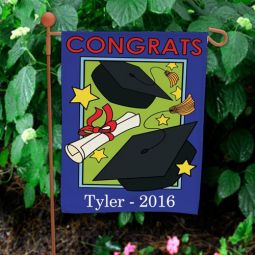Graduation Blue Garden Flag