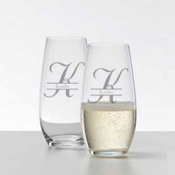Initial Name Stemless Champagne Flute