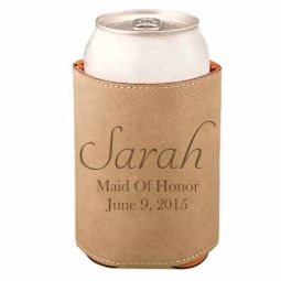Script Wedding Leather Beverage Holder