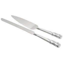 Silver Hearts Knife & Server Set