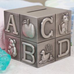 Pewter Block Piggy Bank