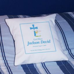 Blue God Bless Throw Pillow