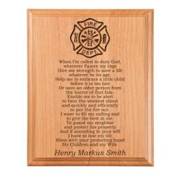 Firefighter Prayer Plaque