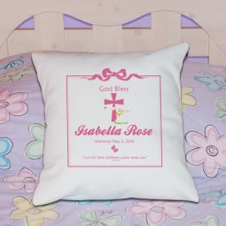 Pink God Bless Throw Pillow