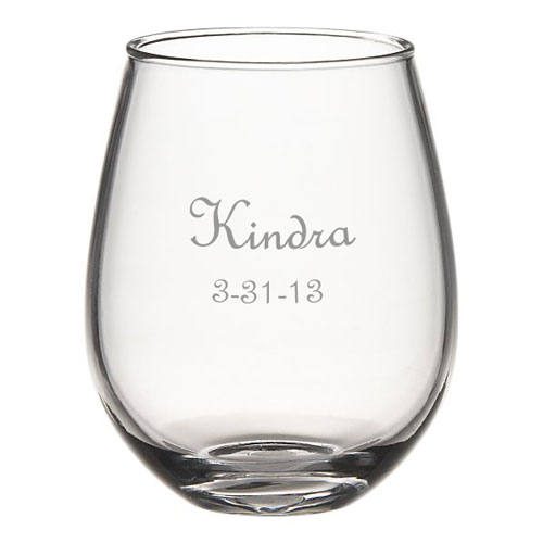Personalized Bridesmaid Stemless Wine Glass Gift Set of 4